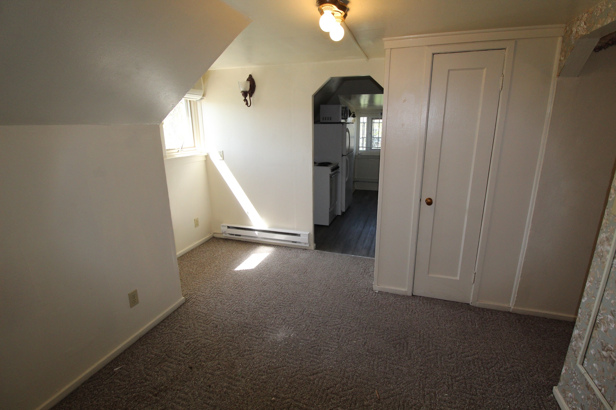 The dining area and kitchen